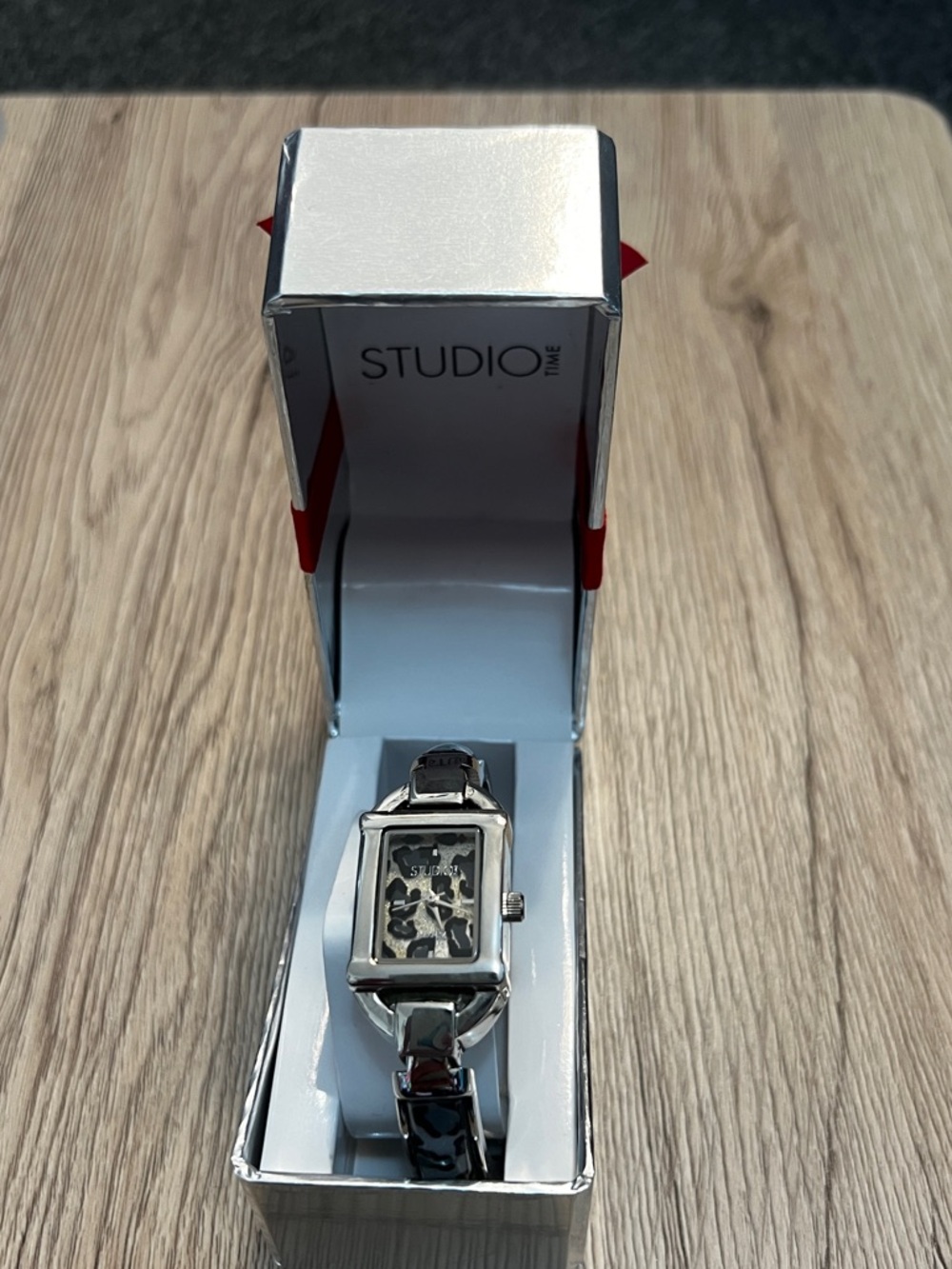 Studio Time Women's Leopard Print Cuff Watch
